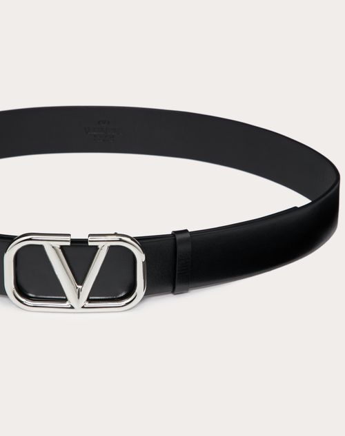 Valentino Garavani 3cm Vlogo Leather Belt - Men - Black Belts
