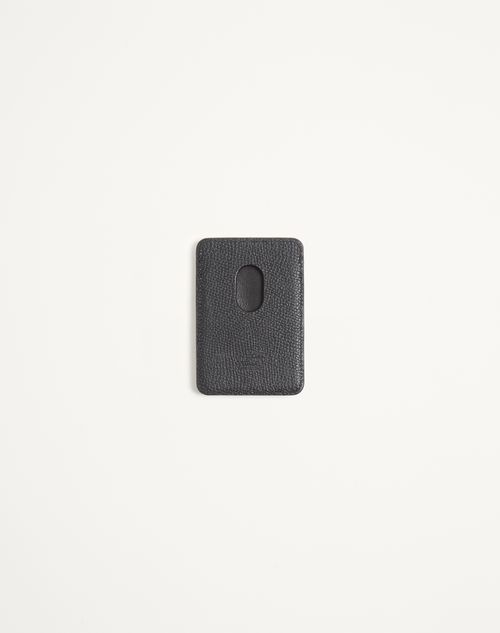 Valentino Garavani - Valentino Garavani Vlogo Signature Magnetic Cardholder In Grainy Calfskin - Black - Woman - Accessories