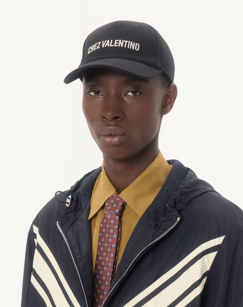 Valentino Garavani - Chez Valentino Cotton Baseball Cap With Embroidery - Black - Man - Hats And Gloves