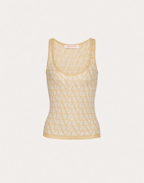 Valentino - Top De Jacquard De Lúrex Y Toile Iconographe - Oro - Mujer - Camisas Y Tops