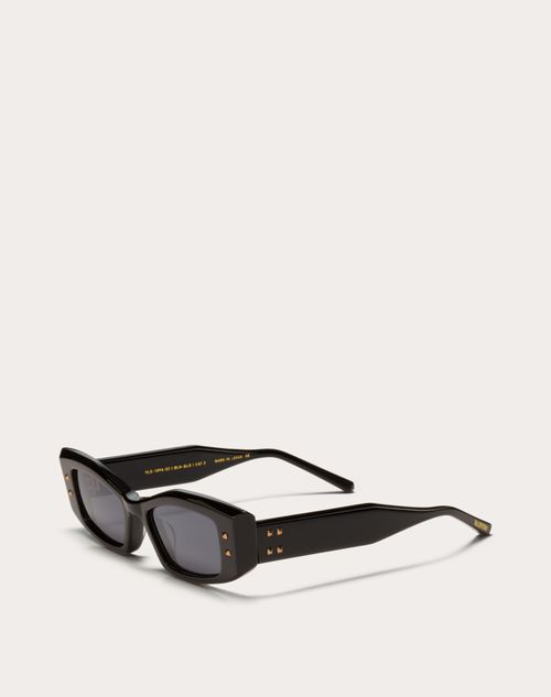 Valentino - Iv - Marco Rectangular De Acetato - Negro/gris Oscuro - Mujer - Gafas De Sol