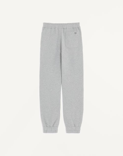 Valentino - Valentino Cotton Jogging Pants With Vlogo Embroidery - Grey - Man - Pants And Shorts
