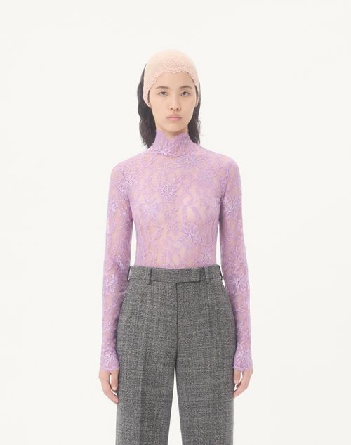 Valentino - Floral Lace Body - Soft Wisteria - Woman - Shirts And Tops