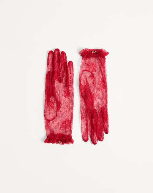 Valentino Garavani - Guantes Vlogo Signature - Nuevo Rojo/oro - Mujer - Soft Accessories - Accessories