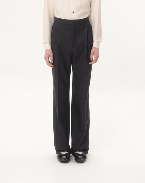 Valentino - WOOL GABARDINE PANTS - Anthracite - Man - Pants And Shorts