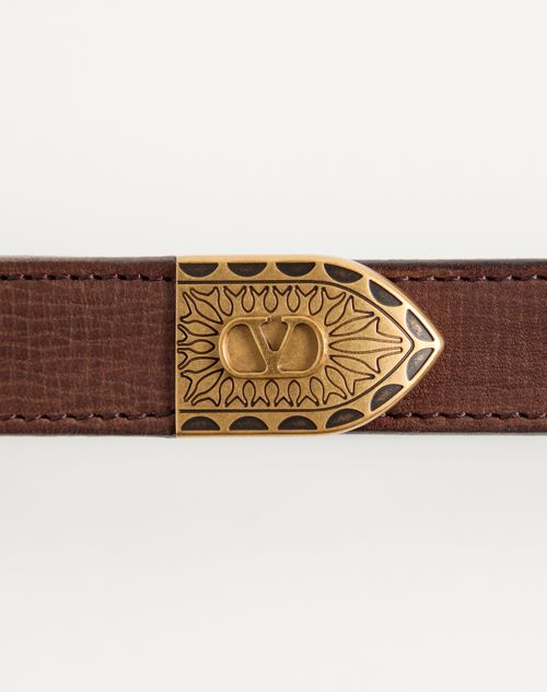 Valentino Garavani - Vlogo Signature Calfskin Belt 20 Mm - Chocolate - Man - Belts