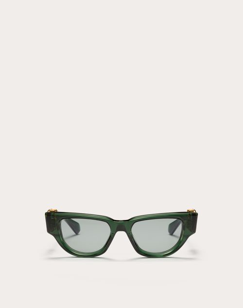Valentino - Ii - Cat Eye Acetate Vlogo Frame - Green/grey - Woman - Eyewear