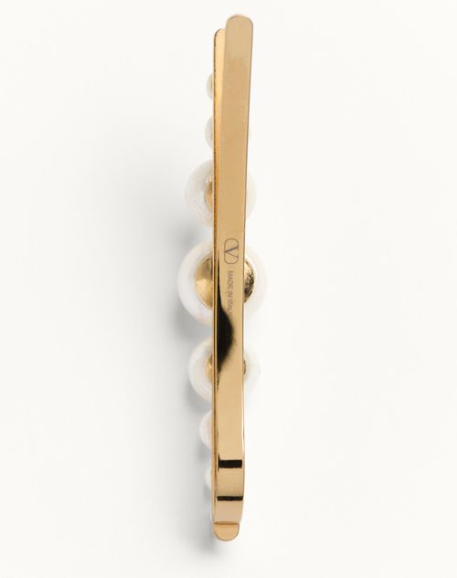 Valentino Garavani - Vlogo Signature Metal And Pearl Tie Clip - Gold/cream - Man - Jewelry