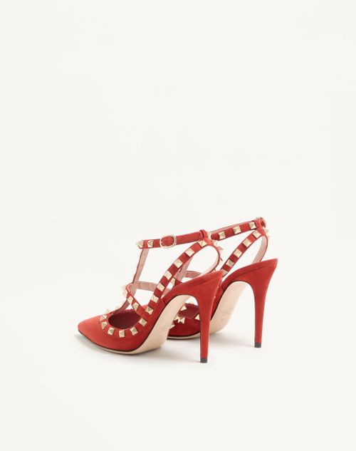 Valentino Garavani - ロックスタッズ スエード パンプス 100mm - レッド - ウィメンズ - パンプス