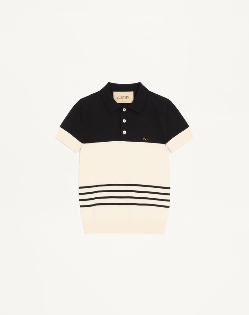 Polo Laine VLogo Beurre/Noir — Valentino