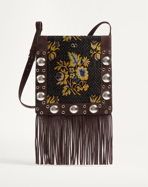 Valentino Garavani - Valentino Garavani Nellcôte Shoulder Bag In Jacquard Fabric With Fringes - Multicolor - Man - Shoulder Bags