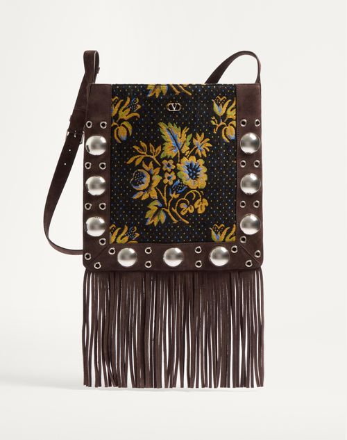 Valentino Garavani - Valentino Garavani Nellcôte Shoulder Bag In Jacquard Fabric With Fringes - Multicolor/testa Di Moro - Man - Shoulder Bags
