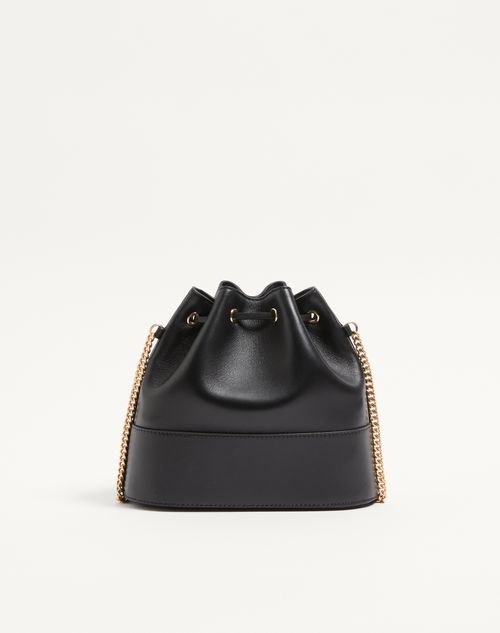 Valentino Garavani - Mini Vlogo Signature Bucket Bag In Nappa Leather - Black - Woman - Vlogo Signature