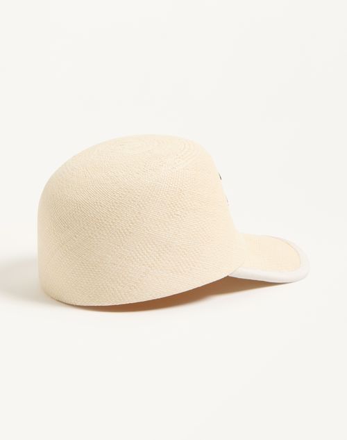 Valentino Garavani - Cherryfic Baseball Cap In Straw - Natural/multicolour - Woman - Hats And Gloves