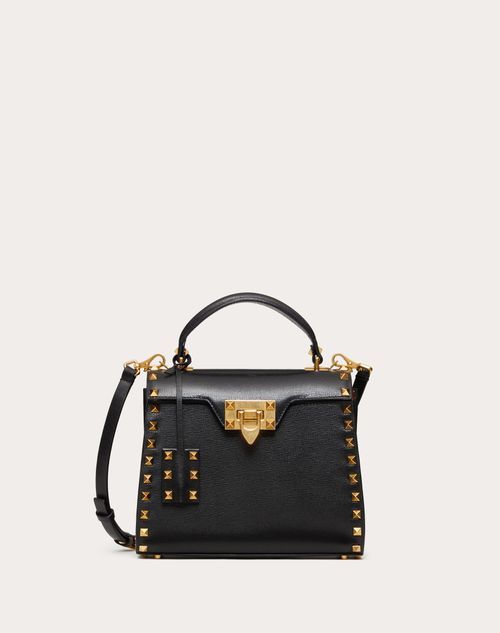 Valentino Garavani - Small Rockstud Grainy Calfskin Handbag - Black - Woman - Woman Bags & Accessories Sale