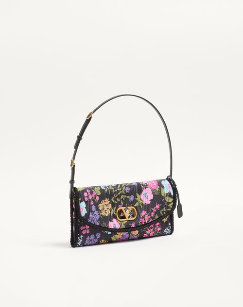 Valentino Garavani - Valentino Garavani Devain Small Shoulder Bag In Moiré Papier Floral Fabric - Multicoloured - Woman - Shoulder Bags