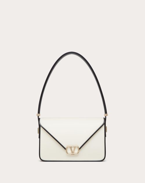 Valentino Garavani - Valentino Garavani Shoulder Letter Bag In Two-tone Smooth Calfskin - Ivory/black - Woman - Shelf - Bags - Letter Bag