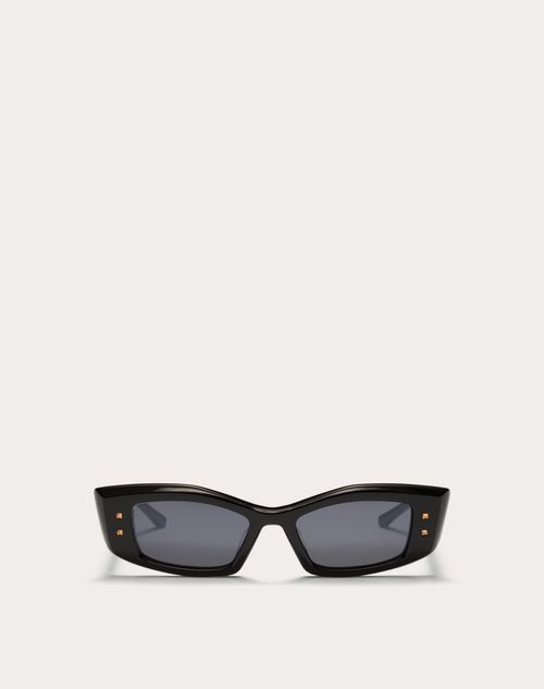 Valentino - Iv - Rectangular Acetate Frame - Black/dark Grey - Woman - Eyewear