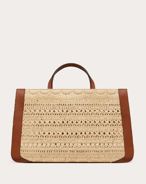 Valentino Garavani Medium VLOGO Iconographe Raffia Tote Bag