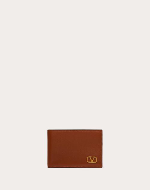 Valentino Garavani - Vlogo Signature Wallet For Us Dollars - Saddle Brown - Man - Wallets And Small Leather Goods