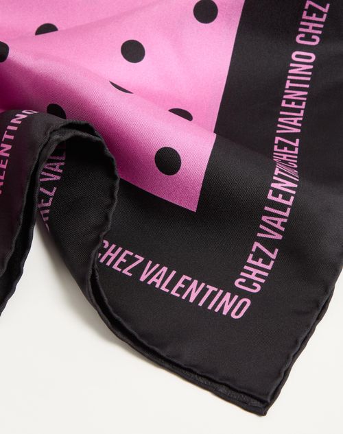 Valentino Garavani - CHEZ VALENTINO SILK SCARF  - Black/fuchsia - Woman - Soft Accessories