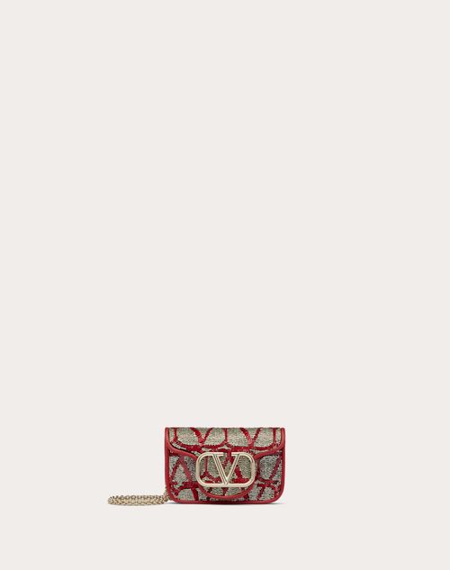 Valentino Garavani - Locò Micro Bag With Chain With Toile Iconographe Embroidery - Red/silver - Woman - Valentino Garavani Loco