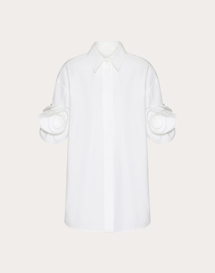 Valentino Handbags Camicia In Compact Popeline per Donna in Bianco | Valentino IT