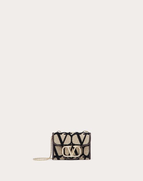 Valentino Garavani - Billetera Plegable Locò De Toile Iconographe Con Cadena - Beis/negro - Mujer - Carteras Y Pequeña Marroquinería