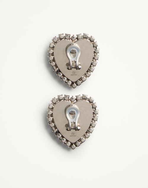 Valentino Garavani - Coeur Hyperbole Earrings In Metal, Resin And Swarovski® Crystals - Palladium/azure - Woman - Fashion Jewelry