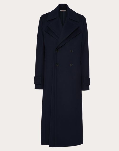 Valentino - Cappotto Doppiopetto In Lana E Cashmere Double E Doppia Costruzione - Navy - Uomo - Abbigliamento