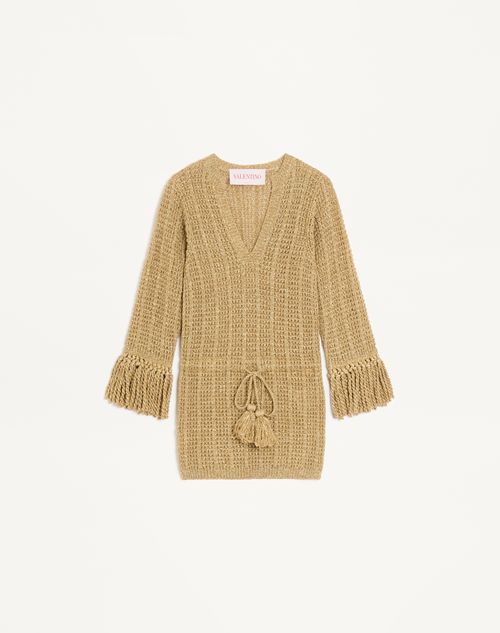 Valentino - Lurex Knit Dress - Gold - Woman - Knitwear