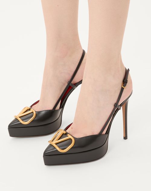 Valentino Garavani - Vlogo Signature Calfskin Slingback Platform Pump 120mm - Black - Woman - Pumps