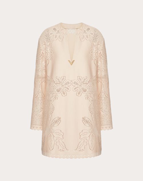 Valentino - Robe En Guipure De Coton Valentino Jardin Plat - Poudre - Femme - Robes