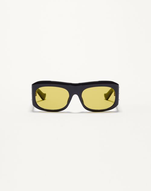 Valentino - Occhiale Rettangolare In Acetato - Nero/giallo - Unisex - Occhiali