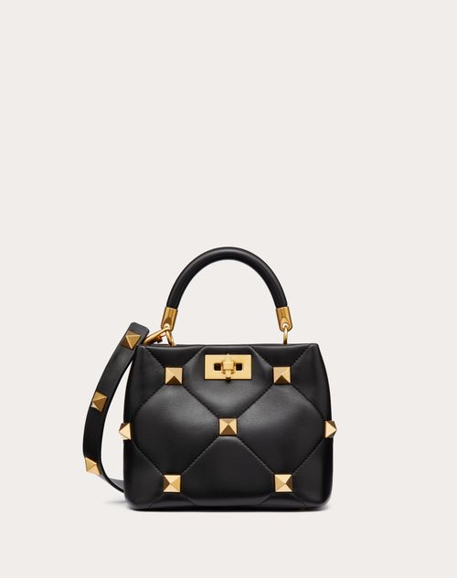 Valentino Garavani - Small Roman Stud The Handle Bag In Nappa - Black - Woman - Top Handle Bags