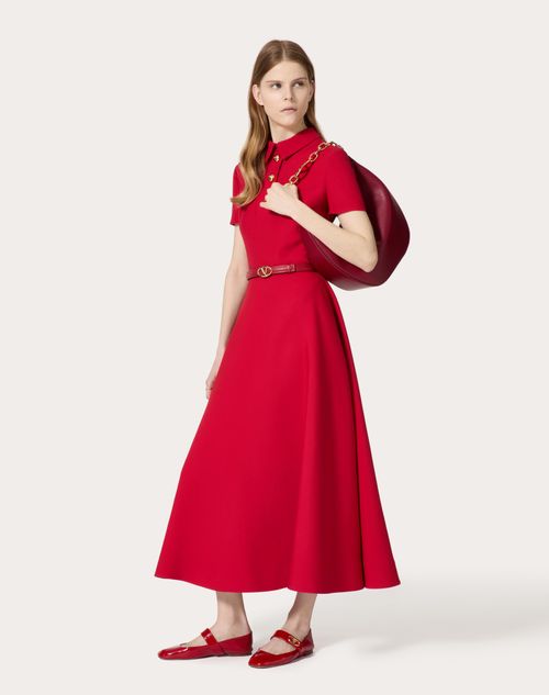 Valentino - Midikleid Aus Crepe Couture - Rot - Frau - Kleider