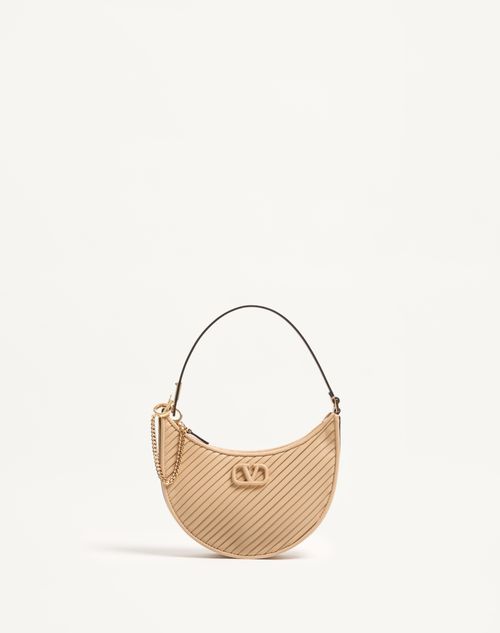 Valentino Garavani - Mini Vlogo Signature Hobo Bag In Leather - Sand - Woman - Valentino Garavani Vlogo Signature
