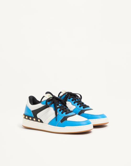 Valentino Garavani - Freedots Two-tone Sneaker In Kidskin And Nappa Calfskin With Studs Detail - Azure/multicolour - Man - Sneakers