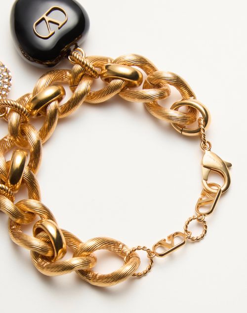 Valentino Garavani - Coeur Royal Bracelet In Metal, Enamel And Swarovski® Crystals - Antique Brass - Woman - Jewellery