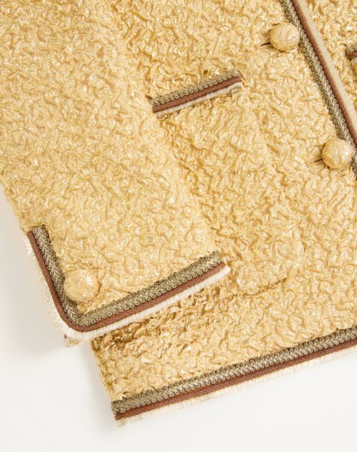 Valentino - Jacquard Cloque Caban - Gold - Woman - Jackets And Blazers