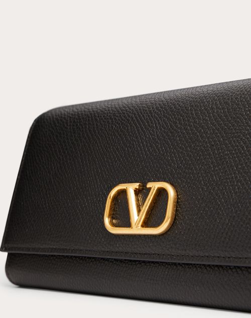 Valentino Garavani - Vロゴ シグネチャー グレインカーフスキン ウォレット - ブラック - 女性 - Wallets & Cardcases - Accessories