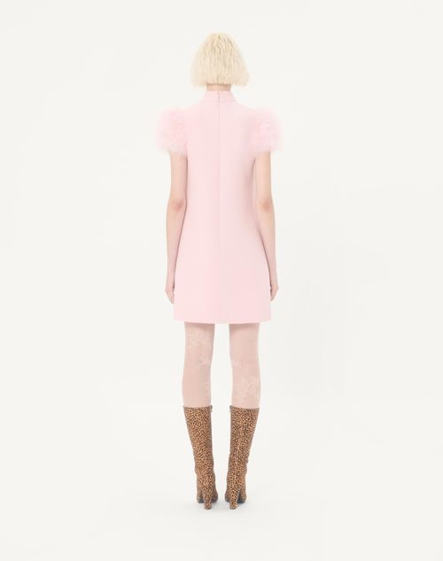 Valentino - Short Crepe Couture Dress With Feathers - Rose - Woman - Dresses