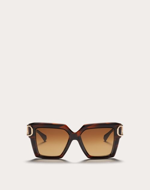 Valentino - I - Lunettes Carrées En Acétate Avec Ornement Vlogo - Marron/marron Dégradé - Femme - Lunettes De Soleil