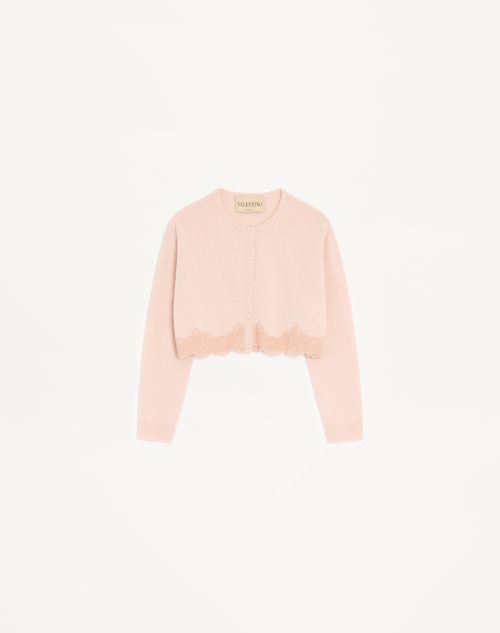 Valentino - Wool Cardigan With Lace - Pink - Woman - Knitwear