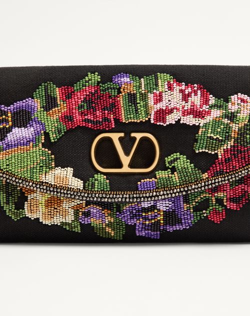Valentino Garavani - Borsa A Spalla Piccola Valentino Garavani Devain Ricamata - Nero/multicolor - Donna - Borse