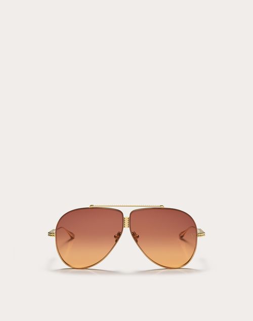 Valentino - Xvi - Marco De Titanio Con Tachuela Estilo Aviador - Dorado/​degradé De Violeta A Naranja - Unisexo - Gafas De Sol