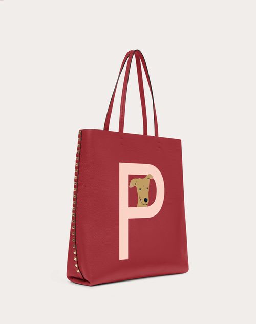 Valentino Garavani - Valentino Garavani Rockstud Pet Customizable N/s Tote Bag - Red V./poudre - Woman - Rockstud Pet - Bags