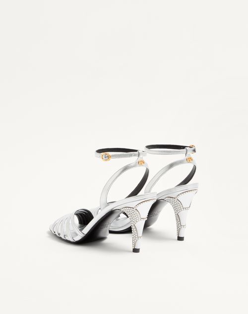 Valentino Garavani - Ladycrush Sandal In Laminated Nappa With Crystals 85mm - Silver - Woman - Sandals