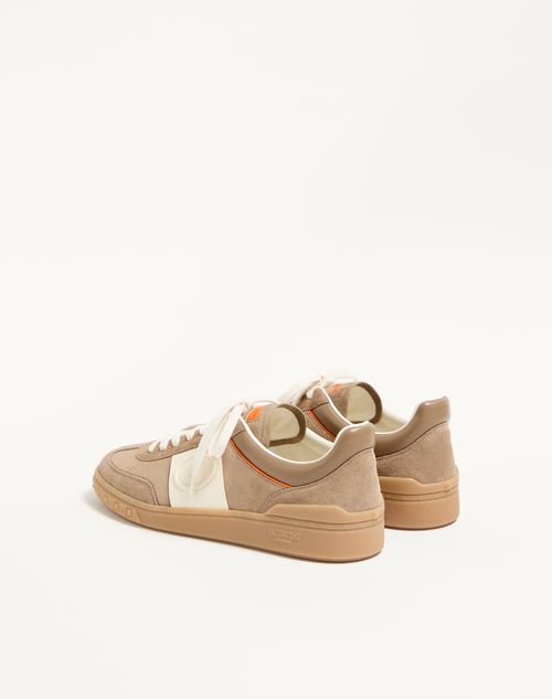 Valentino Garavani - Upvillage Low Top Trainer In Split Leather And Calfskin Nappa Leather - Khaki/ivory - Man - Sneakers