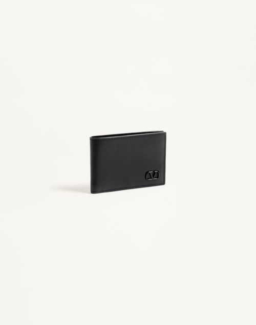 Valentino Garavani - Vlogo Signature Wallet For Us Dollars - Black - Man - Wallets And Small Leather Goods